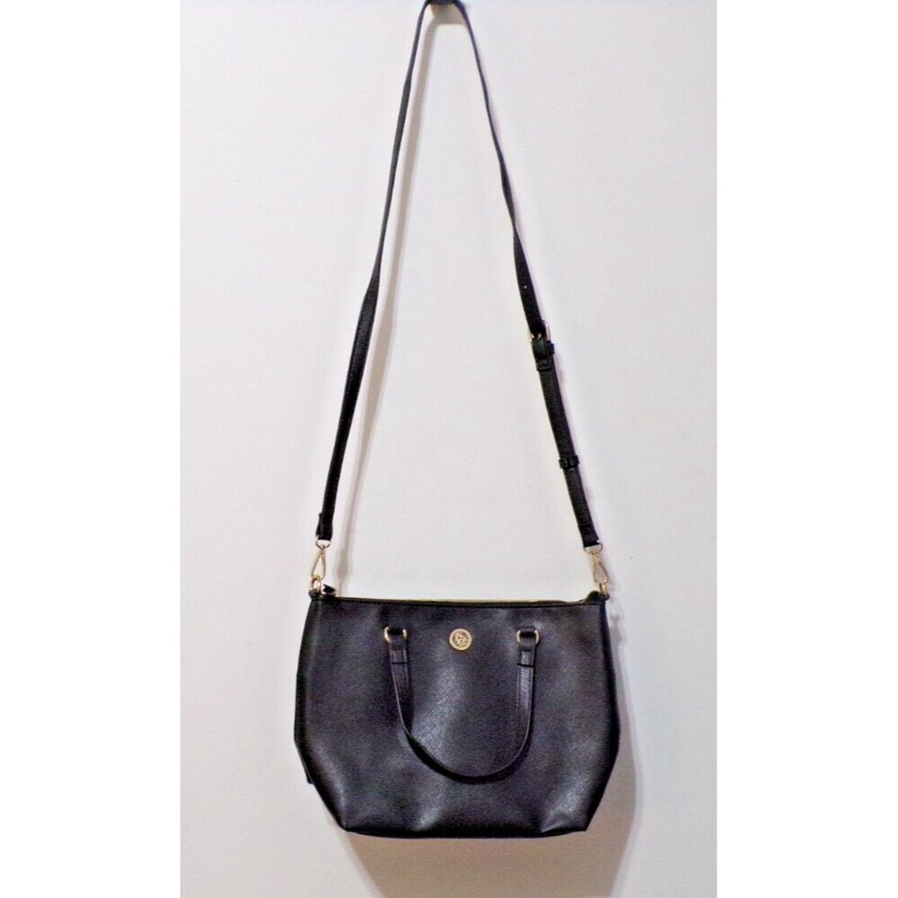 Anne Klein Black Shoulder Bag Adj Strap Cold Accents
